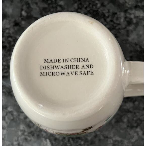 2 Christmas Tree Snowman Hot Chocolate Coffee Mugs China Red Band Holly Border - Picture 5 of 5